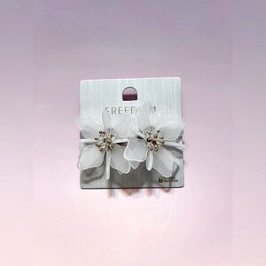 TopShop White Translucent Floral Earrings